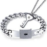 Titanium Puzzle Couple Heart Lock Key Couple Bracelet Necklace Lover